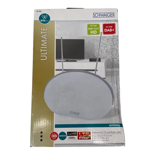 Schwaiger Zimmerantenne, Antenne für TV und Radio, aktiv - ZA 200 , DVB-T2