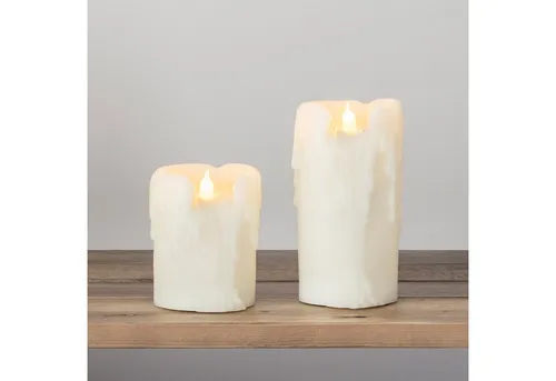 Lights4fun LED-Kerze 2er Set mit Echtwachs und Timer