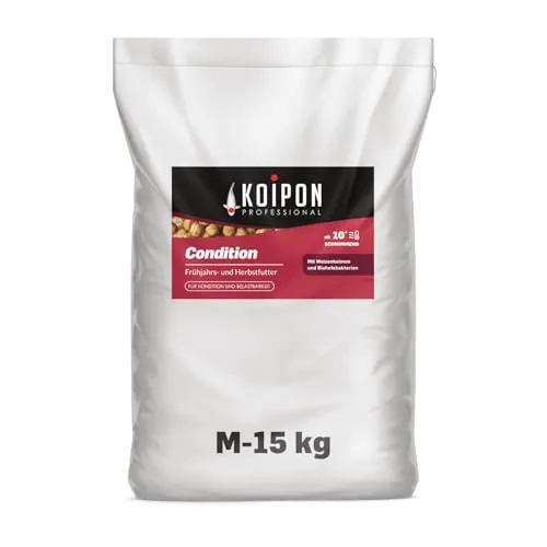 KOIPON Condition 15 kg 6mm Fischfutter Pellets für Koi und Goldfische - Hochwertiges Fischfutter für Koi und Goldfische: KOIPON Condition bietet eine optimale Nährstoffversorgung, ideal für die Fütterung im Frühling und Herbst. Fördert das Wachstum und die Verdauung. Made in Germany.