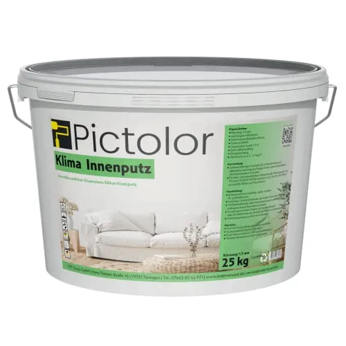 Pictolor Klima-Innenputz Kratzputz 1,5 mm - Putze: Gebrauchsfertiger Kratzputz auf Silikatbasis, diffusionsoffen und emissionsarm, ideal für dekorative und strapazierfähige Wand- oder Deckenflächen im Innenbereich.