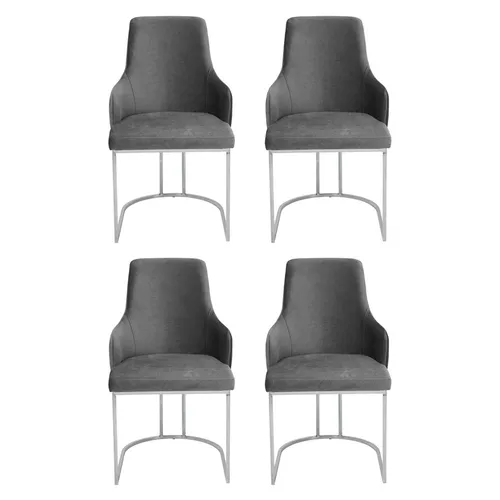 Graues Stuhl-Set für das Esszimmer – Luxuriöse 4tlg Sitzmöbel