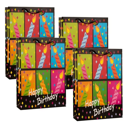 Geschenkestadl Geschenkpapier 4 Stück XXL Geschenktüte Happy Birthday Geschenkpapier Geburtstagstüte, (4St)
