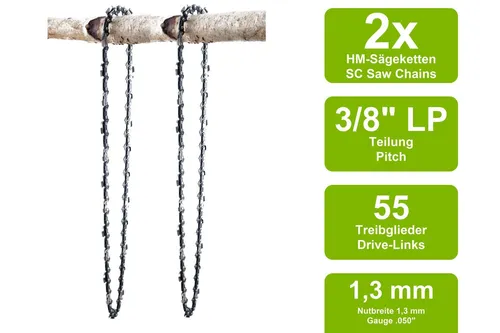 Sägeketten passend für Parkside EKS 1650 | 40cm 3/8LP 55TG 1,3mm 2