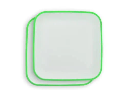 Linden Berg Salatteller eckig 2er Set Dessertteller FrühstückstellerKuchenteller Teller 24,5 x 24,5 cm (Grün)