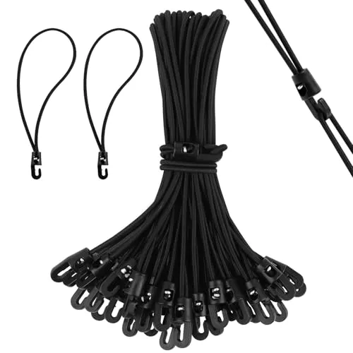 KILDOWS 25 Stück Spanngummi mit Haken, 25 cm Expander mit Haken Schwarz Planenspanner Gummispanner Multifunktional Gummiband mit Haken für Planen Camping Zelt Netze Banner Anhängerplane Poolabdeckung
