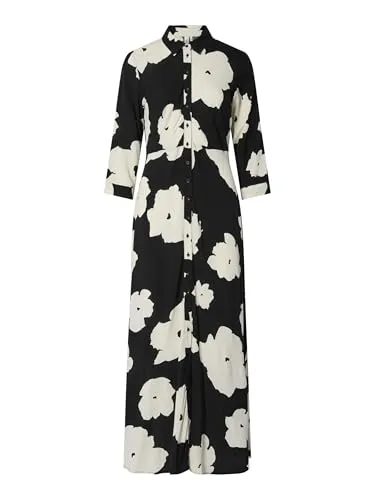 YAS Damen Yassavanna Long Shirt Dress S. Noos Kleid - Freizeitkleid für Damen mit Hemd-Kragen und lockerer Passform, ideal für lässige Anlässe und bequem zu tragen.