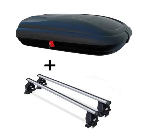 Dachbox VDPBA320L Carbonlook+Dachträger Tema für für Mitsubishi Triton Pick Up a