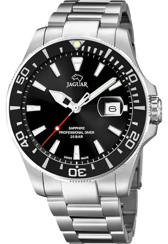 JAGUAR J860/D Professional Executive Diver Herren Uhr - Armbanduhren mit 200 m Wasserdichtigkeit, ideal für Taucher und Outdoor-Enthusiasten. Robust mit Saphirglas und Leuchtindizes für optimale Lesbarkeit.
