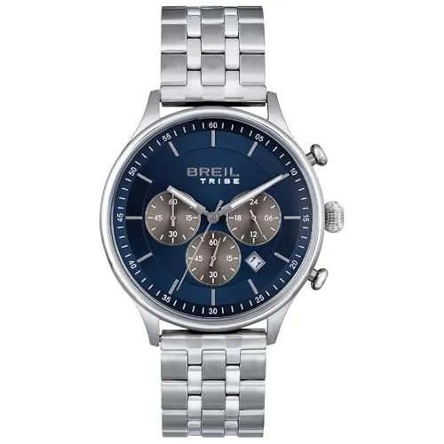 Breil Herrenarmbanduhr Classy mit blauem Ziffernblatt - Elegante Armbanduhr für Herren mit 42mm Durchmesser, Quarz-Chronobewgung und robustem Stahlarmband – ideal für jeden Anlass.