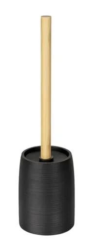 WENKO WC-Garnitur Mod. Altavalle freistehend WC-Bürste stilvolles Badezimmer Zubehör aus Polyresin und Bambus Ø 10,5 cm H 38,5 cm schwarz Natur