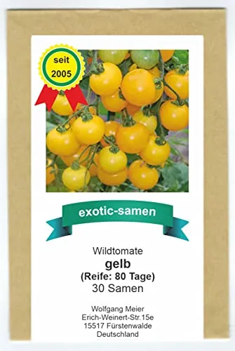 Gelbe Wildtomate - krankheitsresistent - auch für die Kübelpflanzung - samenfeste Sorte - 30 Samen