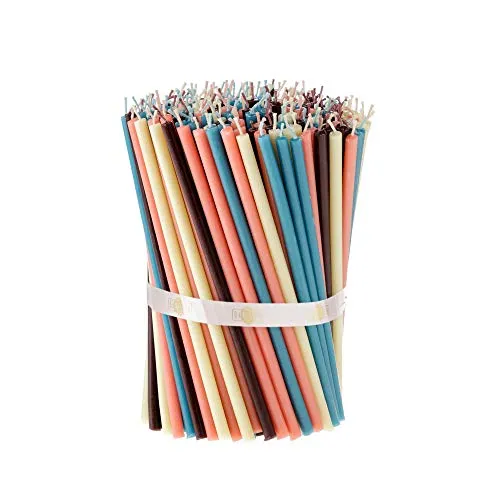 Danilovo Bienenwachs Kerzen (Mehrfarbige) - Orthodoxe Kerzen für Gebet Rituals Tischdeko - Ungiftig, Ruß - Tropffrei, Nachhaltige Produkte 200 Stück (4 Pastell Farben, Höhe 16,5 cm)