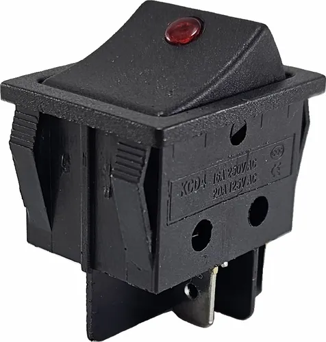 Wippschalter, 4 Pin 16A 250VAC 30x22mm Wippe mit roter Punktbeleuchtung