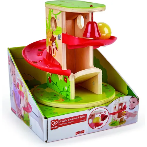 Hape Dschungel-Rutsche Kugelbahn - Kugelbahn für Kinder ab 18 Monaten im farbenfrohen Dschungeldesign, fördert die Hand-Augen-Koordination und bietet spannenden Spielspaß mit Glockenklang.