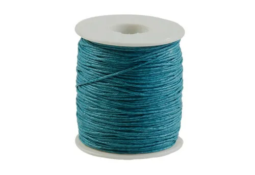 maDDma Kordel 90m gewachste Baumwollschnur 1mm auf Spule Schmuckkordel Schnur, petrol