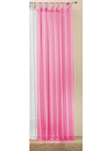 Schlaufenschal Vorhang transparente einfarbige Gardine aus Voile, viele attraktive Farbe, Sondergröße, 225x140 cm (HxB), Pink, 61225
