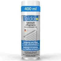 Toldoro 1x Edelstahl Pflegespray 400ml Edelstahlreiniger für Küche oder Grill Edelstahlpflege Spray als Reinigungsmittel oder Metallreiniger