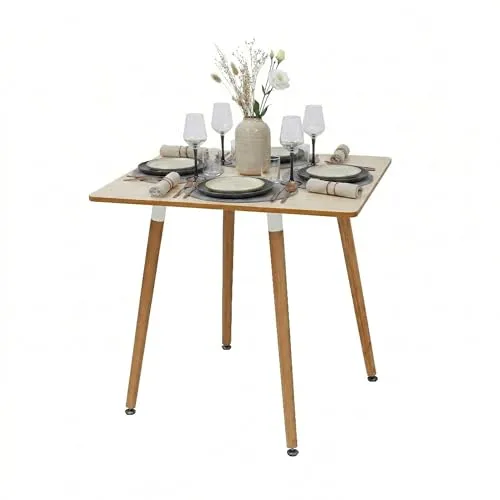 relaxdays Eckiger Esstisch mit Bambusbeinen - Hellbraun - Der stilvolle Esstisch vereint skandinavisches Design und Funktionalität. Mit seinen schräg gestellten Bambusbeinen und pflegeleichter MDF-Tischplatte ist er ideal für gemütliche Mahlzeiten und bietet Platz für bis zu 4 Personen.