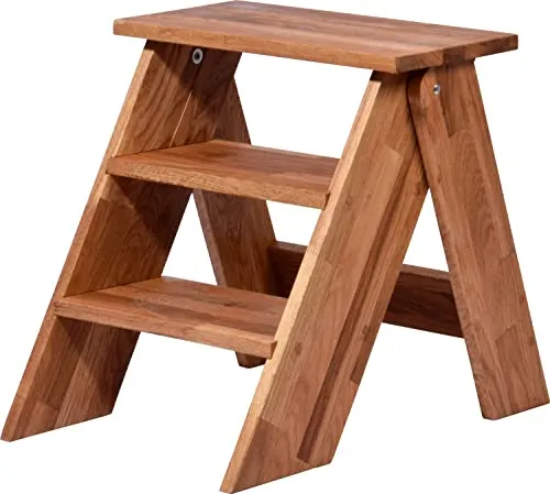 dobar® Green Label 29022FSCe Premium-Tritthocker - Tritthocker für Kinder, klappbar aus massivem Eichenholz, ideal für die Ernte und leicht verstaubar.