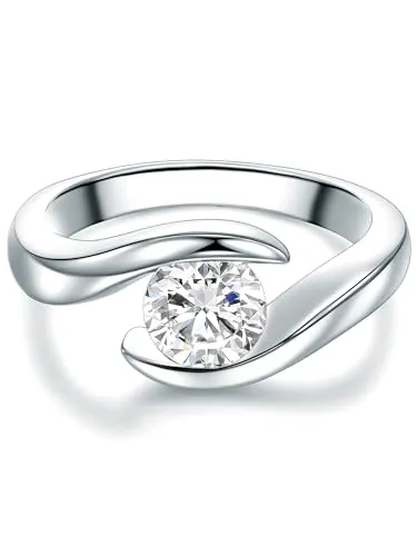 Trilani Silberring Damen-Ring aus 925 Sterling Silber - Eleganter Trauring aus 925 Sterling Silber in Twist-Optik, verziert mit funkelndem Zirkonia. Ideal für besondere Anlässe und tägliches Tragen.