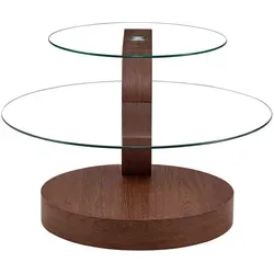 Okwish Couchtisch Walnuss 70x44 cm – Moderner Wohnzimmertisch - Eleganter Couchtisch mit einer stilvollen Glasplatte und walnussfarbener Holzoptik. Praktische Ablageflächen und modernes Design – ideal für ein aufgeräumtes Wohnzimmer.