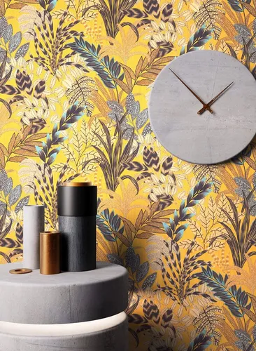Newroom Vliestapete, Gelb Tapete Floral Dschungel in gelb von Newroom