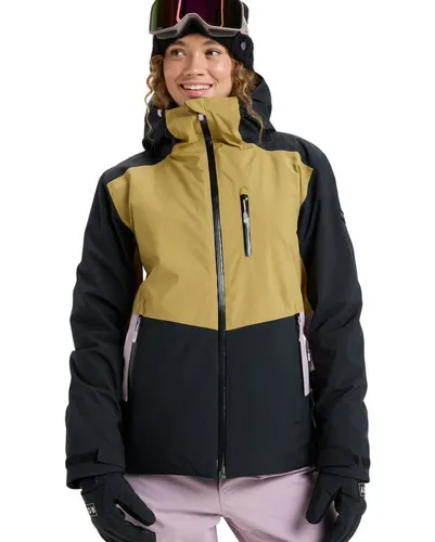 ROXY Stormdash 20K Damen Snowboardjacke, Gr. S, braun - Funktionsjacke für Damen mit 20K ROXY DryFlight Technologie für extreme Wetterbeständigkeit und Atmungsaktivität. Hergestellt aus 75% recycelten Materialien, ideal für umweltbewusste Wintersportler.