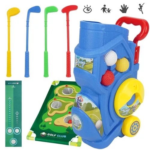 GOLFSET SPORTSPIELZEUG W 4ARTEN VON GOLFSCHLÄGERN 8GOLFBÄLLEN,AUFBEWAHRUNGSWAGEN