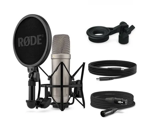RØDE NT1 5th Generation Mikrofon mit Halterung - Professionelles XLR und USB Mikrofon mit integrierten Effekten wie Kompressor und Noise Gate. Ideal für Gesang, Instrumente und Streaming. Hohe Klangqualität und niedriges Eigenrauschen.