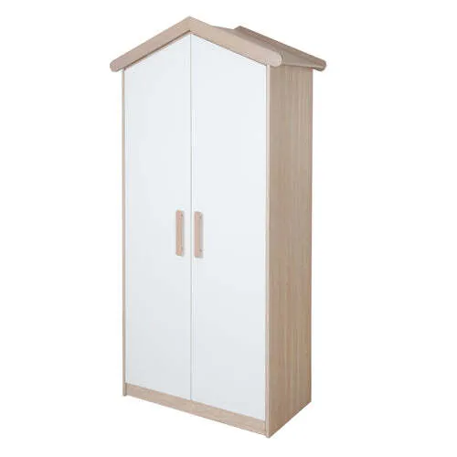 roba Kinderkleiderschrank 2-türig Cabane in Hausoptik - Weiß / Eichen-Dekor