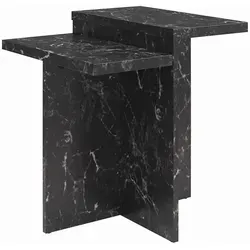 Mid.you Beistelltisch Brielle, Schwarz, Holzwerkstoff, Marmoroptik, rechteckig, 56x61x56 cm, einfacher Aufbau, Wohnzimmer, Wohnzimmertische, Beistelltische
