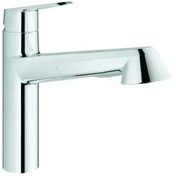 Grohe Eurodisc Cosmopolitan Spültisch-Armatur mit herausziehbarer Handbrause - Armatur mit flachem Auslauf und 140° Schwenkbereich, ideal für mehr Flexibilität beim Spülen. Ausgestattet mit GROHE SilkMove für präzise Bedienung und GROHE StarLight Chromoberfläche für dauerhaften Glanz.