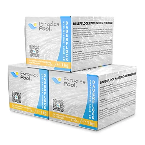 Paradies Pool Flockungsmittel Flockkartuschen 24 x 125 g = 3 kg, geeignet für Sandfilteranlagen zur Trübungsentfernung Beseitigung Schwebstoffe
