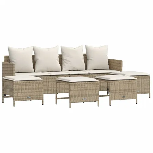 vidaXL 5-tlg. Garten-Sofagarnitur mit Kissen Beige