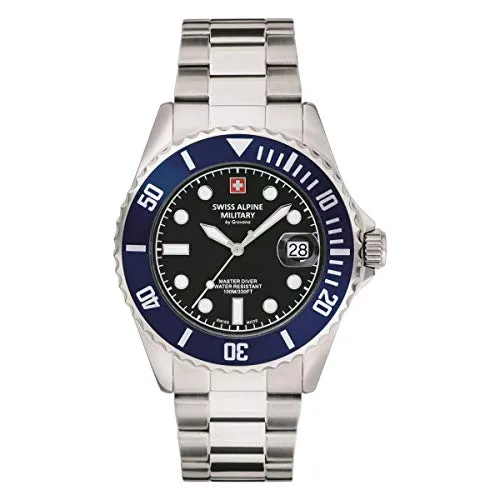 Swiss Alpine Military 7053.1 Master-Diver Herren-Armbanduhr - Armbanduhren für Herren – Robuste Quarz-Uhr mit Datumsanzeige, 42 mm Gehäusedurchmesser und leuchtenden Zeigern für optimale Ablesbarkeit.
