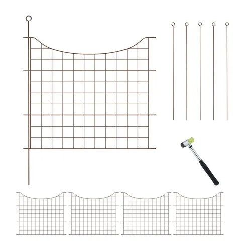 Relaxdays Teichzaun Set, 5 Elemente, 65x75 cm, Garten - Dekorativer Begrenzungszaun aus pulverbeschichtetem Metall, ideal zum Umranden von Gartenteichen oder Beeten. Einfach zu stecken und vielseitig einsetzbar.