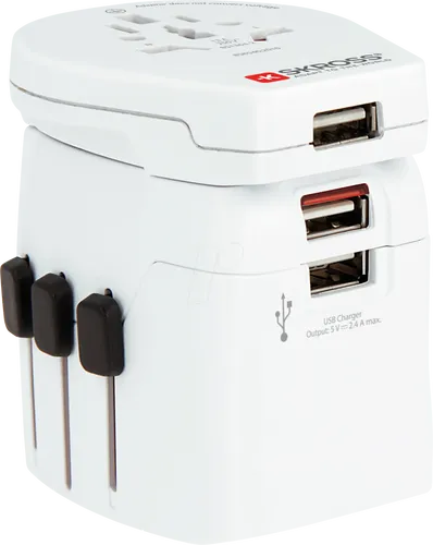 SKROSS 1302555 - SKROSS PRO World & USB - Reise-Steckeradapter mit 3 USB-Ports, ideal für den gleichzeitigen Anschluss und das Laden mehrerer Geräte in über 200 Ländern.
