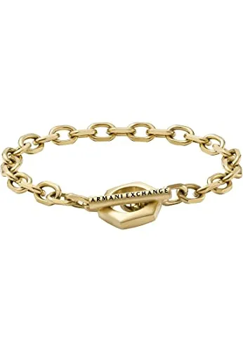 Armani Exchange Armband für Männer - Gold-Edelstahl, 220mm - Elegantes Armband aus gebürstetem Edelstahl in Goldfarbe, ideal für stilbewusste Herren. Perfekt für jeden Anlass mit einem sicheren Knebelverschluss.