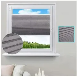 Woltu Plissee Jalousie Faltrollo 90 cm x 130 cm - Klemmfix Rollos in grau, halbtransparent und lichtdurchlässig. Ideal für flexible Montage ohne Bohren, passt perfekt in jedes Fenster.