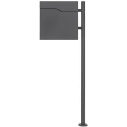 ML-Design ECD Germany Standbriefkasten Anthrazit Edelstahl 120 cm mit Zeitungsfach, Postkasten 37x37 cm, pulverbeschichtet, modern