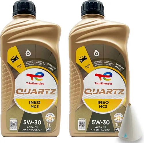 Total Quartz Ineo MC3 | 5W-30 | 2 L | MB229.51 / 52 | BMW LL-04 | Opel/Vauxhall | mit Trichter