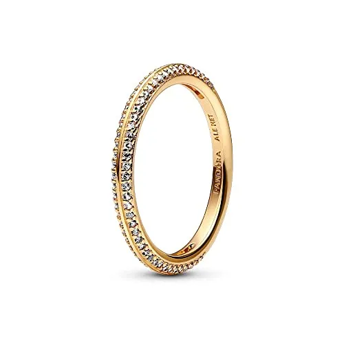 PANDORA ME Pavé Ring Größe 56 aus 14 Karat vergoldetem Sterling-Silber - Damenring aus 14 Karat vergoldetem Sterling-Silber mit Cubic Zirkonia, perfekt für individuelle Kombinationen dank Pandora ME Styling Ring-Connector.