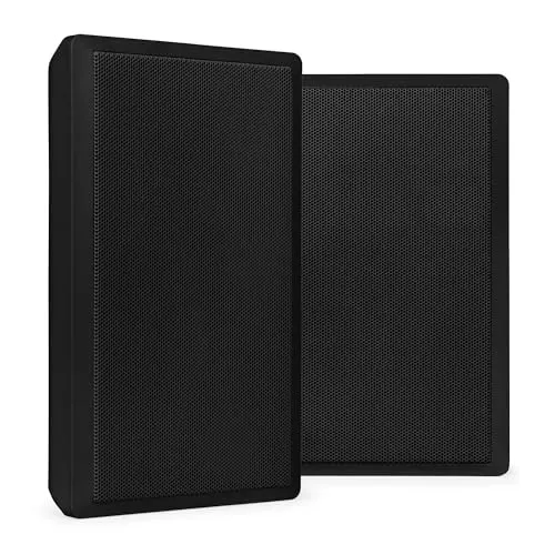 Power Dynamics WSF30B - Lautsprecher Boxen - 2er Set - 20 Watt - 2-Wege Wandlautsprecher Flach für Festmontage an Wand und Decke - Boxen Set für Zuhause, Gastro, Bars, inkl Befestigung - Schwarz