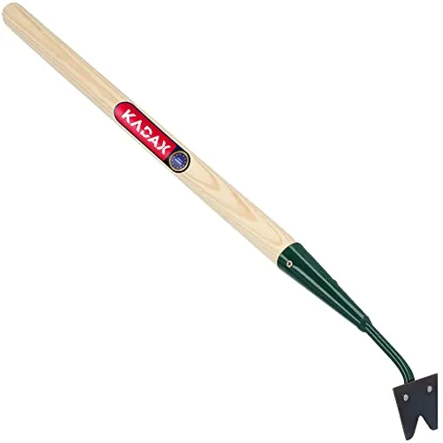 KADAX Unkrautstecher 55cm, Unkrautentferner aus Metall, Stecher für effizientes Entfernen von Unkraut, Unkrautjäter mit langem Stiel aus Holz, komfortabler Weeder mit Zwei Klingen