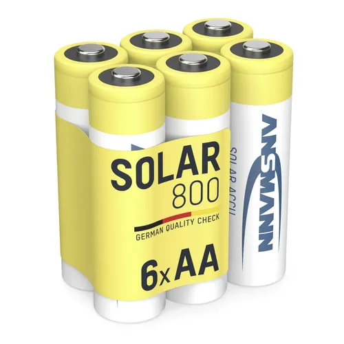 ANSMANN Akku AA Mignon 800mAh 1,2V NiMH für Solarlampen 6 Stück, wiederaufladbar
