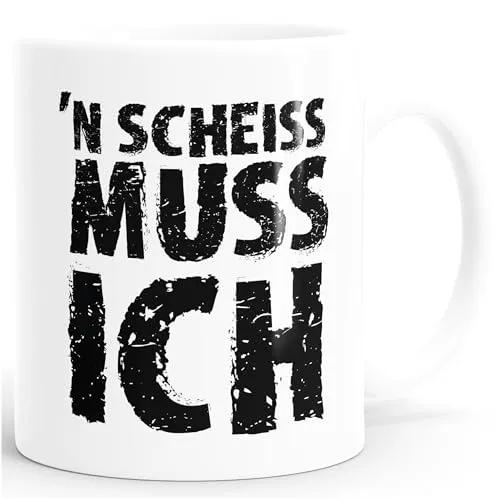 MoonWorks Kaffee-Tasse Einen Scheiß muß ich Spruch-Tasse Teetasse mit Spruch einfarbig weiß Unisize