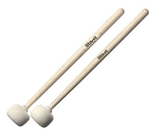 Stagg 19036 Paukenschlägel/Timpani Mallets (1-Paar, Ahornstiel mit 50mm Filzkopf, Länge: 371mm)