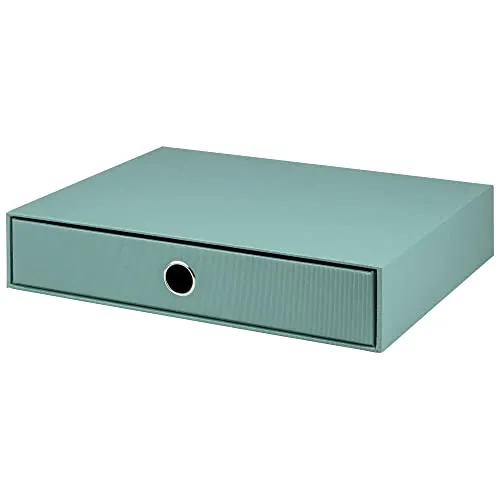 Rössler SOHO 1er Schubladenbox aus Papier | Büro Organizer Schreibtisch | Schubladen Organizer Büro Zubehör & Bürobedarf | Schreibtisch Organizer Box | 34 x 25 x 7 cm | 1 Stück | Farbe: Grün | Opal