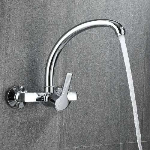 ZXC Wandarmatur für Küche, Bad oder Keller - Einhandmischer mit schwenkbarem Auslauf - Waschraumarmaturen mit hochwertiger Messing-Konstruktion und pflegeleichtem Chrom-Finish. Ideal für vielseitige Anwendungen in Küche, Bad oder Keller.