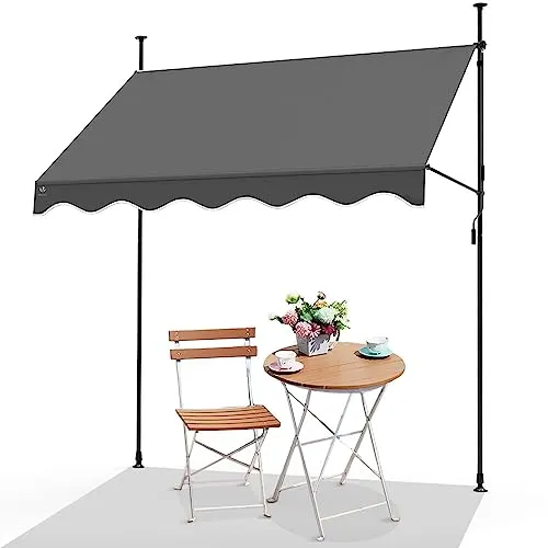 VOUNOT Klemmmarkise Balkon mit Handkurbel - UV-beständig & Wasserdicht - Markisen für Balkon und Terrasse, höhenverstellbar von 210 cm bis 320 cm, ohne Bohren montierbar, schützt vor Sonne und Regen für entspannte Stunden im Freien.